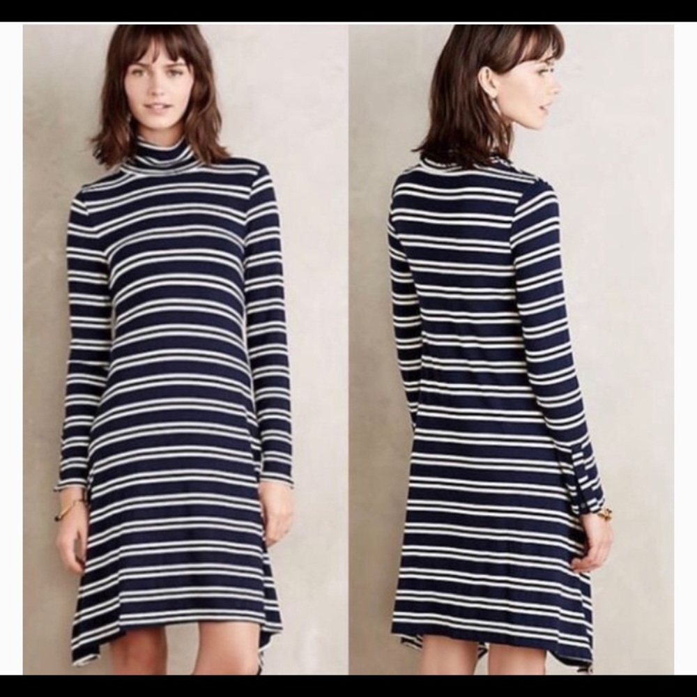 Anthropologie Maeve Striped Turtleneck Dress